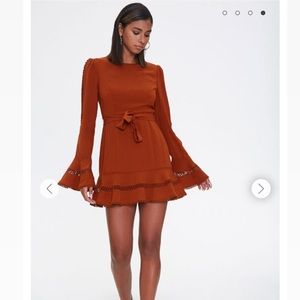 Rust Orange Mini Dress With Sash